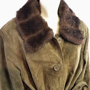 Dennis Basso Fur Washable Suede Leather Trench XL